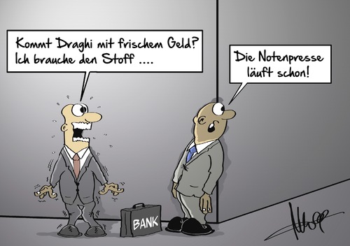 Cartoon: Draghi Dealer (medium) by Marcus Gottfried tagged ezb,europäische,zentral,bank,europa,bankenrettung,geld,geldschwemme,währung,draghi,dealer,drogen,abhängig,stoff,noten,notenpresse,druck,markt,marcus,gottfried,cartoon,karikatur,ezb,europäische,zentral,bank,europa,bankenrettung,geld,geldschwemme,währung,draghi,dealer,drogen,abhängig,stoff,noten,notenpresse,druck,markt,marcus,gottfried,cartoon,karikatur