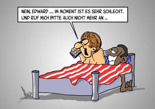 Cartoon: Edward ruft an (medium) by Marcus Gottfried tagged edward,snowden,nsa,usa,deutschland,amerika,agent,spion,landesverrat,bett,anruf,barack,obama,angela,merkel,marcus,gottfried,cartoon,karikatur,ablehnung,beziehung,asyl,bitte,geleit,verhältnis,prism,daten,datensicherung,abhören