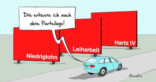 Cartoon: Erkennen (medium) by Marcus Gottfried tagged bundestagswahl,plakat,spd,niedriglöhne,kernkometenz,niedriglohn,leiharbeitern,leiharbeit,hartz,lv,wahlkampf,sozialdemokraten,freunde,marcus,gottfried,cartoon,karikatur,bundestagswahl,plakat,spd,niedriglöhne,kernkometenz,niedriglohn,leiharbeitern,leiharbeit,hartz,lv,wahlkampf,sozialdemokraten,freunde,marcus,gottfried,cartoon,karikatur