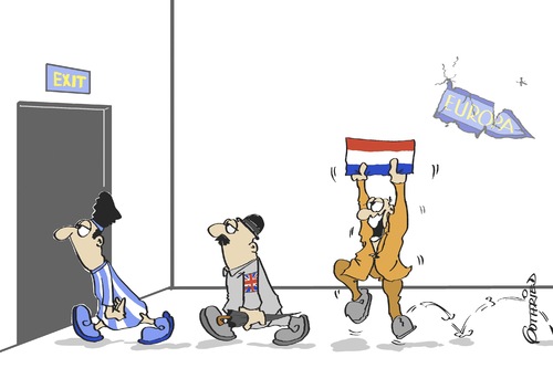 Cartoon: Exit (medium) by Marcus Gottfried tagged holland,niederlande,eu,referendum,austritt,brexit,grexit,europa,ende,abgesang,niedergang,union,rechtspopulisten,ukraine,wahl,ergebnis,freude,marcus,gottfried,cartoon,karikatur,holland,niederlande,eu,referendum,austritt,brexit,grexit,europa,ende,abgesang,niedergang,union,rechtspopulisten,ukraine,wahl,ergebnis,freude,marcus,gottfried,cartoon,karikatur