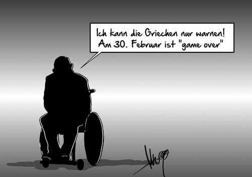 Cartoon: Game Over (medium) by Marcus Gottfried tagged griechenland,termin,schulden,grexit,schäuble,frist,warnung,euro,ezb,februar,game,over,chance,gelegenheit,gespräch,marcus,gottfried,cartoon,karikatur,griechenland,termin,schulden,grexit,schäuble,frist,warnung,euro,ezb,februar,game,over,chance,gelegenheit,gespräch,marcus,gottfried,cartoon,karikatur