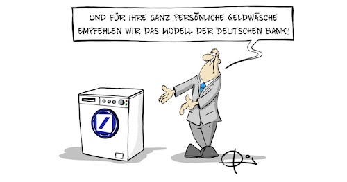 Cartoon: Geldwäsche (medium) by Marcus Gottfried tagged geldwäsche,deutsche,bank,gewinne,kriminalität,organisierte,waschmaschine,rein,geldwäsche,deutsche,bank,gewinne,kriminalität,organisierte,waschmaschine,rein