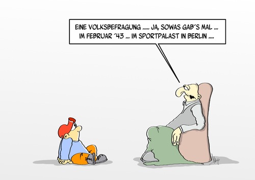 Cartoon: im Sportpalast (medium) by Marcus Gottfried tagged volksbefragung,sportpalast,berlin,märchen,junge,enkel,marcus,gottfried,cartoon,karikatur,geschichte,dritte,reich,krieg,publikum,bevölkerung,regierungsstil,februar,19943,goebbels,frage,ausrede,mitbestimmung,manipulation,volksbefragung,sportpalast,berlin,märchen,junge,enkel,marcus,gottfried,cartoon,karikatur,geschichte,dritte,reich,krieg,publikum,bevölkerung,regierungsstil,februar,1943,goebbels,frage,ausrede,mitbestimmung,manipulation,totaler,rede,propaganda,volksabstimmung,populismus,rassismus