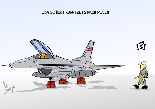 Cartoon: Kampfjet (medium) by Marcus Gottfried tagged ukraine,polen,manöver,russland,armee,usa,verlegen,kampfjet,flieger,düsenjet,kampfflugzeug,marcus,gottfried,cartoon,karikatur,angriff,verteidigung,fliegerhorst,pilot,erstaunen,diebstahl,reifen,klischee,ukraine,polen,manöver,russland,armee,usa,verlegen,kampfjet,flieger,düsenjet,kampfflugzeug,marcus,gottfried,cartoon,karikatur,angriff,verteidigung,fliegerhorst,pilot,erstaunen,diebstahl,reifen,klischee