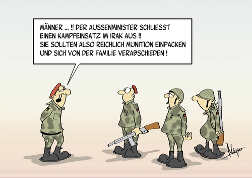 Cartoon: kein Einsatz (medium) by Marcus Gottfried tagged einsatz,kampfeinsatz,bundeswehr,armee,irak,iran,dschihad,dschihadisten,isis,ausschließen,ausschluss,angriff,verteidigung,krieg,munition,familie,marcus,gottfried,cartoon,karikatur,einsatz,kampfeinsatz,bundeswehr,armee,irak,iran,dschihad,dschihadisten,isis,ausschließen,ausschluss,angriff,verteidigung,krieg,munition,familie,marcus,gottfried,cartoon,karikatur