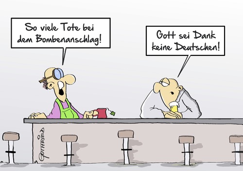 Cartoon: Keine deutschen Opfer (medium) by Marcus Gottfried tagged bangkok,thailand,bombenanschlag,bombe,anschlag,terror,tod,bar,gespräch,nationalität,medien,zeitung,radio,unterschied,erleichterung,marcus,gottfried,cartoon,karikatur,bangkok,thailand,bombenanschlag,bombe,anschlag,terror,tod,bar,gespräch,nationalität,medien,zeitung,radio,unterschied,erleichterung,marcus,gottfried,cartoon,karikatur