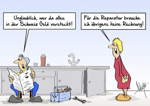 Cartoon: keine Rechnung (medium) by Marcus Gottfried tagged klempner,handwerker,schwarzarbeit,geld,einkommen,steuern,mehrwertsteuer,unglaublich,nummernkonto,schweiz,reparatur,wasser,küche,wohnung,swiss,leak,schwarzgeld,abgaben,hsbc,bank,kunde,betrug,millionen,konto,bankkonto,versteck,daten,bankdaten,erspartes,marcus,gottfried,cartoon,karikatur,klempner,handwerker,schwarzarbeit,geld,einkommen,steuern,mehrwertsteuer,unglaublich,nummernkonto,schweiz,reparatur,wasser,küche,wohnung,swiss,leak,schwarzgeld,abgaben,hsbc,bank,kunde,betrug,millionen,konto,bankkonto,versteck,daten,bankdaten,erspartes,marcus,gottfried,cartoon,karikatur