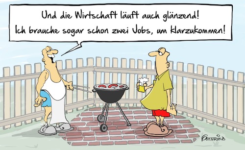 Cartoon: Klarkommen (medium) by Marcus Gottfried tagged wirtschaft,einkommen,zweitjob,arbeit,grillen,grill,essen,feiern,sommer,arbeitslos,gehalt,wirtschaftsprognostik,arbeitslosenzahlen,statistik,abgehängt,zahlen,meldungen,inflation,deflation,freude,marcus,gottfried,cartoon,karikatur,wirtschaft,einkommen,zweitjob,arbeit,grillen,grill,essen,feiern,sommer,arbeitslos,gehalt,wirtschaftsprognostik,arbeitslosenzahlen,statistik,abgehängt,zahlen,meldungen,inflation,deflation,freude,marcus,gottfried,cartoon,karikatur