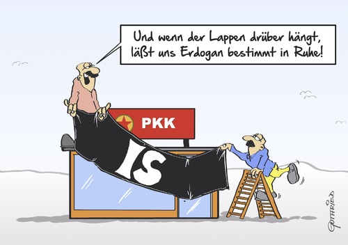 Cartoon: Lappen (medium) by Marcus Gottfried tagged lappen,is,pkk,türkei,türken,erdogan,arbeiterpartei,krieg,unruhe,grund,grundlos,angriff,islamischer,staat,rechtfertigung,bürgerkrieg,haus,leiter,aufhängen,versteck,verstecken,freude,marcus,gottfried,cartoon,karikatur,lappen,is,pkk,türkei,türken,erdogan,arbeiterpartei,krieg,unruhe,grund,grundlos,angriff,islamischer,staat,rechtfertigung,bürgerkrieg,haus,leiter,aufhängen,versteck,verstecken,freude,marcus,gottfried,cartoon,karikatur