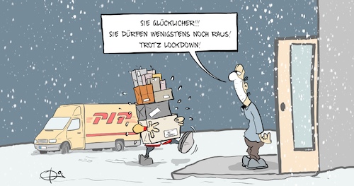 Cartoon: Lockdown (medium) by Marcus Gottfried tagged lockdown,weihnachten,silvester,post,pakete,online,amazon,lockdown,weihnachten,silvester,post,pakete,online,amazon