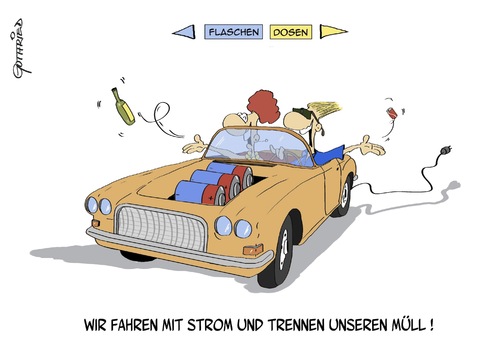 Cartoon: Müll und Strom (medium) by Marcus Gottfried tagged umwelt,strom,energie,elektroauto,umweltschutz,energiewende,auto,mobil,dreck,müll,abfall,entsorgung,gewissen,flaschen,dosen,pfand,elektrizität,wende,atomkraft,oel,benzin,verbrennung,sauber,glück,marcus,gottfried,cartoon,karikatur,umwelt,strom,energie,elektroauto,umweltschutz,energiewende,auto,mobil,dreck,müll,abfall,entsorgung,gewissen,flaschen,dosen,pfand,elektrizität,wende,atomkraft,oel,benzin,verbrennung,sauber,glück,marcus,gottfried,cartoon,karikatur