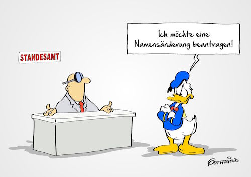 Cartoon: Namensänderung (medium) by Marcus Gottfried tagged donald,namen,änderung,namensänderung,peinlich,verruf,duck,dagobert,entenhausen,walt,disney,os,usa,präsident,standesamt,dokument,freude,marcus,gottfried,cartoon,karikatur,donald,namen,änderung,namensänderung,peinlich,verruf,duck,dagobert,entenhausen,walt,disney,os,usa,präsident,standesamt,dokument,freude,marcus,gottfried,cartoon,karikatur