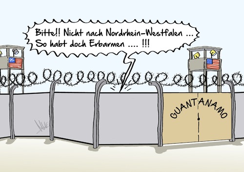 Cartoon: nicht NRW (medium) by Marcus Gottfried tagged nordrhein,westfalen,flüchling,lager,flüchtlingslager,familie,bedrohung,bewachung,wachdienst,mindestlohn,guantanamo,kuba,usa,deutschland,erbarmen,abschieben,haft,folter,sicherheit,sicherheitsfirma,wachm,nordrhein,westfalen,flüchling,lager,flüchtlingslager,familie,bedrohung,bewachung,wachdienst,mindestlohn,guantanamo,kuba,usa,deutschland,erbarmen,abschieben,haft,folter,sicherheit,sicherheitsfirma,wachm