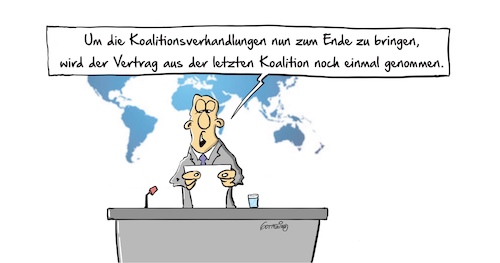 Cartoon: Nocheinmal (medium) by Marcus Gottfried tagged spd,cdu,csu,koalition,koalitionsverhandlungen,wiederholung,vertrag,absprache,marcus,gottfried,cartoon,karikatur,spd,cdu,csu,koalition,koalitionsverhandlungen,wiederholung,vertrag,absprache,marcus,gottfried,cartoon,karikatur