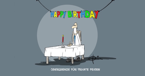 Cartoon: Obergrenze (medium) by Marcus Gottfried tagged corona,infektion,covid,ansteckung,feier,privat,geburtstag,gruppe,familie,freunde,alleine,einsam,corona,infektion,covid,ansteckung,feier,privat,geburtstag,gruppe,familie,freunde,alleine,einsam