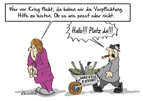 Cartoon: Platz da (medium) by Marcus Gottfried tagged merkel,anne,will,fernsehen,flüchtlinge,asylpaket,asyl,menschenwürde,berlin,regierung,waffen,waffenexport,rüstungsexport,gewinn,umsatz,freunde,marcus,gottfried,cartoon,karikatur,merkel,anne,will,fernsehen,flüchtlinge,asylpaket,asyl,menschenwürde,berlin,regierung,waffen,waffenexport,rüstungsexport,gewinn,umsatz,freunde,marcus,gottfried,cartoon,karikatur