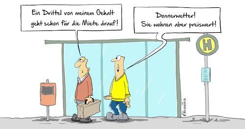 Cartoon: Preiswert (medium) by Marcus Gottfried tagged miete,nebenkosten,mietkosten,einkommen,teuer,mietpreisbremse,unkosten,preiswert,billig,wohnraum,freude,marcus,gottfried,cartoon,karikatur,miete,nebenkosten,mietkosten,einkommen,teuer,mietpreisbremse,unkosten,preiswert,billig,wohnraum,freude,marcus,gottfried,cartoon,karikatur