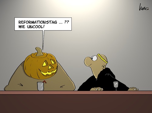 Cartoon: Reformationstag (medium) by Marcus Gottfried tagged oktober,november,marcus,gottfried,cartoon,karikatur,reformationstag,luther,kürbis,halloween,feier,feiertag,urlaub,uncool,mode,jugend,tradition,wissen,modererscheinung,usa,amerika,übernahme,amerikanisiert,oktober,november,marcus,gottfried,cartoon,karikatur,reformationstag,luther,kürbis,halloween,feier,feiertag,urlaub,uncool,mode,jugend,tradition,wissen,modererscheinung,usa,amerika,übernahme,amerikanisiert,amerikanisch