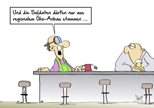 Cartoon: Soldat aus Ökoanbau (medium) by Marcus Gottfried tagged öko,anbau,ökologisch,natur,grün,grüne,partei,pazifisten,pazifist,tee,naturnah,soldat,isis,is,islam,türkei,regional,landwirtschaft,einsatz,armee,verteidigung,mandat,nato,usa,marcus,gottfried,cartoon,karikatur,öko,anbau,ökologisch,natur,grün,grüne,partei,pazifisten,pazifist,tee,naturnah,soldat,isis,is,islam,türkei,regional,landwirtschaft,einsatz,armee,verteidigung,mandat,nato,usa,marcus,gottfried,cartoon,karikatur