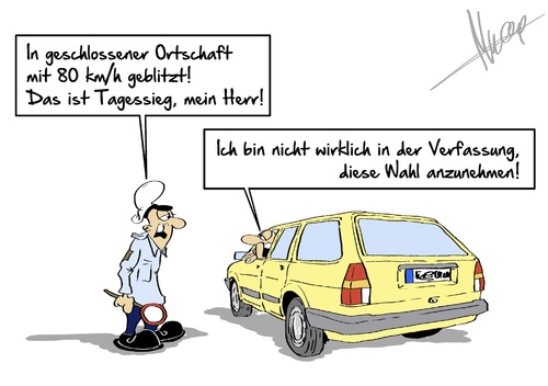 Cartoon: Tagessieg (medium) by Marcus Gottfried tagged tagessieg,auto,polizeikontrolle,kontrolle,europa,europäischer,song,contest,wettbewerb,esc,wien,österreich,andreas,kümmerer,rücktritt,absage,ortschaft,geblitzt,verfassung,zustand,sieg,gewinn,preis,tagessieg,auto,polizeikontrolle,kontrolle,europa,europäischer,song,contest,wettbewerb,esc,wien,österreich,andreas,kümmerer,rücktritt,absage,ortschaft,geblitzt,verfassung,zustand,sieg,gewinn,preis