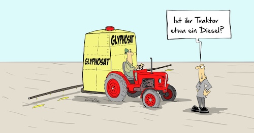 Cartoon: Traktor (medium) by Marcus Gottfried tagged diesel,umwelt,umweltzone,stickoxyde,glyphosate,acker,bauer,landwirt,trekker,traktor,empörung,marcus,gottfried,cartoon,karikatur,diesel,umwelt,umweltzone,stickoxyde,glyphosate,acker,bauer,landwirt,trekker,traktor,empörung,marcus,gottfried,cartoon,karikatur