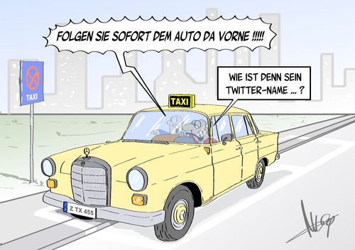 Cartoon: Twittername (medium) by Marcus Gottfried tagged missverständnis,taxi,droschke,mercedes,taxifahrer,fahrer,auto,taxistand,taxiplatz,twitter,karikatur,cartoon,gottfried,marcus,fahrgast,kunde,warten,platz,spitzname,name,verfolgen,folgen,follower,netzwerk,soziales,nick,nickname,taxi,missverständnis,taxiplatz,taxistand,auto,fahrer,taxifahrer,mercedes,droschke,platz,warten,kunde,fahrgast,marcus,gottfried,cartoon,karikatur,twitter,soziales,netzwerk,follower,folgen,verfolgen,name,spitzname,nickname,nick