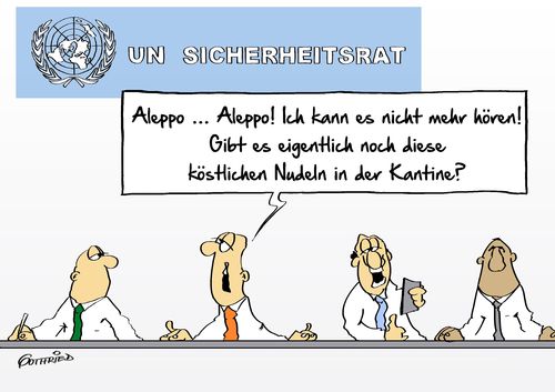 Cartoon: UN Nudel (medium) by Marcus Gottfried tagged interesse,bemühungen,un,uno,sicherheitsrat,aleppo,syrien,friede,krieg,katastrophe,humanitär,hunger,durst,is,nudeln,prioritäten,kantine,essen,luxus,armut,konflikt,vorfreude,marcus,gottfried,cartoon,karikatur,interesse,bemühungen,un,uno,sicherheitsrat,aleppo,syrien,friede,krieg,katastrophe,humanitär,hunger,durst,is,nudeln,prioritäten,kantine,essen,luxus,armut,konflikt,vorfreude,marcus,gottfried,cartoon,karikatur