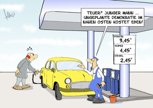 Cartoon: ungeplante Demokratie (medium) by Marcus Gottfried tagged benzin,benzinpreis,tankstelle,tanken,kunde,tankwart,zapfsäule,demokratie,kosten,planung,ungeplant,staunen,erstaunen,ärger,geld,benzin,benzinpreis,tankstelle,tanken,kunde,tankwart,zapfsäule,demokratie,kosten,planung,ungeplant,staunen,erstaunen,ärger,geld