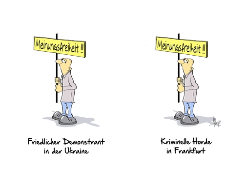 Cartoon: Unterschied (medium) by Marcus Gottfried tagged frankfurt,ezb,eröffnung,gebäude,blockupy,bewegung,demo,antifa,polizei,kriminelle,gott,engel,turbokapitalisten,unterschied,ukraine,horde,friedlich,kapitalismus,ende,satt,marcus,gottfried,cartoon,karikatur,frankfurt,ezb,eröffnung,gebäude,blockupy,bewegung,demo,antifa,polizei,kriminelle,gott,engel,turbokapitalisten,unterschied,ukraine,horde,friedlich,kapitalismus,ende,satt,marcus,gottfried,cartoon,karikatur