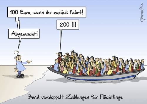 Cartoon: Verdoppelt (medium) by Marcus Gottfried tagged flüchtlinge,flüchtling,verdoppelt,geld,hilfe,krieg,kriegsflüchtling,vertrieben,lampedusa,mittelmeer,überfahrt,frontex,grenze,deal,abgemacht,euro,helfen,marcus,gottfried,cartoon,karikatur,flüchtlinge,flüchtling,verdoppelt,geld,hilfe,krieg,kriegsflüchtling,vertrieben,lampedusa,mittelmeer,überfahrt,frontex,grenze,deal,abgemacht,euro,helfen,marcus,gottfried,cartoon,karikatur