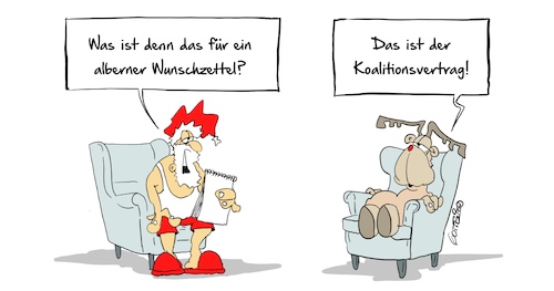 Cartoon: Wunschzettel (medium) by Marcus Gottfried tagged weihnachten,wunschzettel,nikolais,weihnachtsmann,rudolph,rentier,rot,nase,koalitionsvertrag,koalition,groko,spd,csu,cdu,marcus,gottfried,cartoon,karikatur,weihnachten,wunschzettel,nikolais,weihnachtsmann,rudolph,rentier,rot,nase,koalitionsvertrag,koalition,groko,spd,csu,cdu,marcus,gottfried,cartoon,karikatur