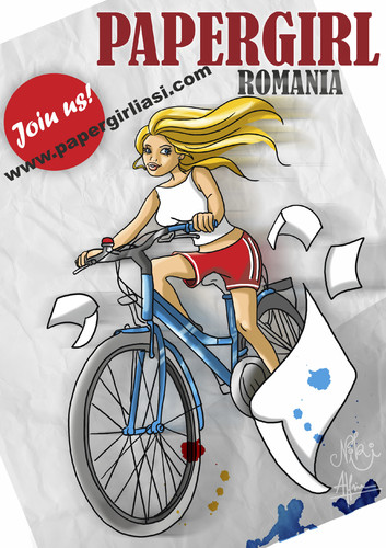 Cartoon: Papergirl Romania - join us (medium) by Nicoleta Ionescu tagged paper,girl,iasi,romania,nicoleta,ionescu