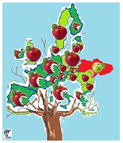 Cartoon: GREEN UE APPLES (medium) by STOPS tagged stops,apple,map,ue