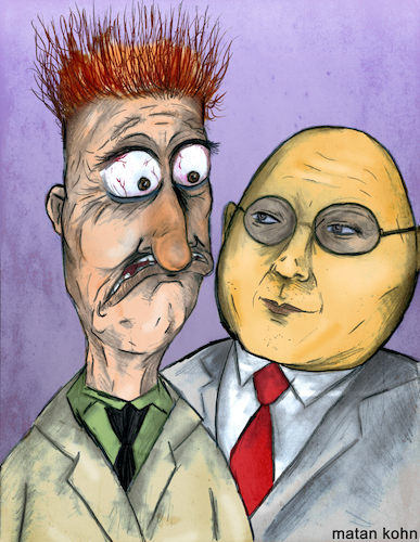 Cartoon: Bunsen Honeydew and Beaker (medium) by matan_kohn tagged bunsenhoneydew,beaker,muppets,illustration,funny,digitalart,scary,ghotic,gothic,art,muppet,crazy,drawing,gag,themuppetshow,reallife,televition,misspiggyandkermit,digitalpen,pencil,pencilart,tvshow,movie