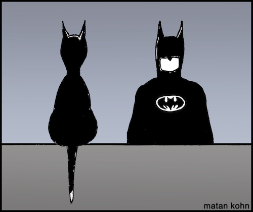 Cartoon: cat and bat (medium) by matan_kohn tagged batman,cat,cats,funny,comics