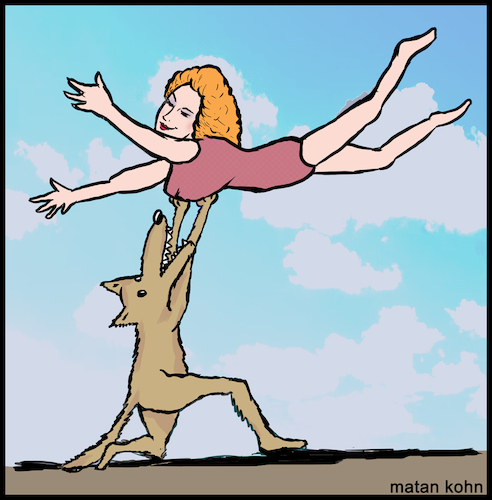 Cartoon: Dances with Wolves (medium) by matan_kohn tagged dance,dancing,dancer,animal,animals,wolves,wild,cute,woman