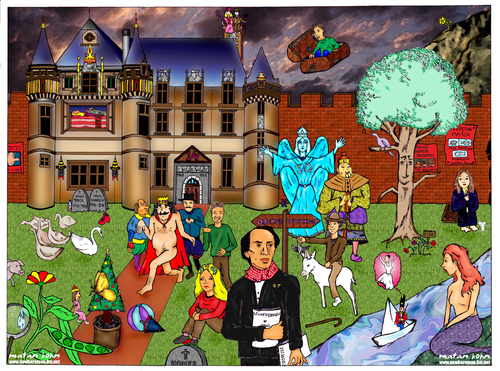 Cartoon: Hans Christian Andersen (medium) by matan_kohn tagged hans,christian,andersen,writer,of,plays,travelogues,novels,and,poems,the,little,mermaid,ugly,duckling,nightingale