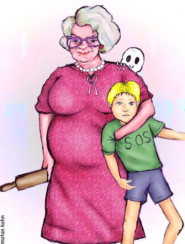 Cartoon: Polish Mother (medium) by matan_kohn tagged polish,mother,mom,sun,sos,funny,matan,kohn