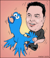Cartoon: Elon musk and the Twitter bird (small) by matan_kohn tagged elon,musk,twitter,bird,internet,social,networks