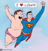 Cartoon: Peter griffin and Superman (small) by matan_kohn tagged petergriffin superman dc dccomics funny caricature familyguy television movie cinmatic gag illustration drawing louis meme wierd wtf geek comic marvel comicon boom fly flying sky art