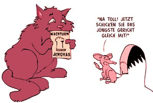 Cartoon: Weltuntergang (medium) by Thomas Martin tagged wachturm,zeugen,jehovas,weltuntergang