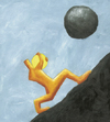 Cartoon: Sisyphus 2 (small) by Davor tagged sisyphos,anstrengung,philosophy,rock,hill,mountain,up,effort