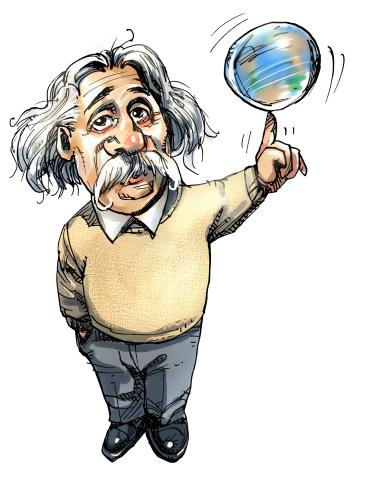 Cartoon: Albert Einstein (medium) by Atzenhofer tagged albert,einstein,relativitätstheorie