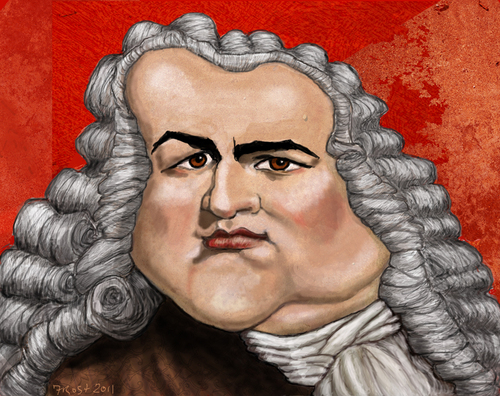 Cartoon: Johann Sebastian Bach (medium) by frostyhut tagged music,classical,german,baroque,composer,bach