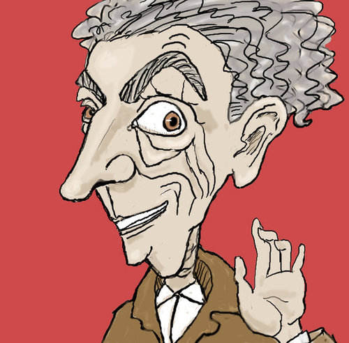 Cartoon: Pervy Old Guy (medium) by frostyhut tagged man,old,guy,wrinkles,red,suite,nose,curly
