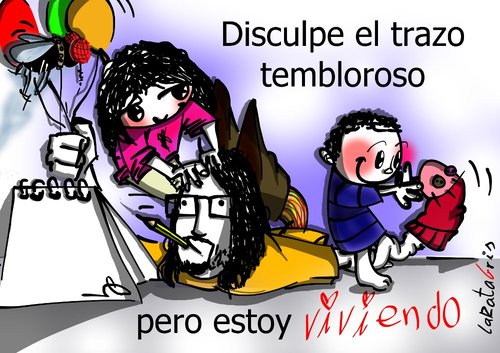 Cartoon: jugando a pintar (medium) by LaRataGris tagged felicidad