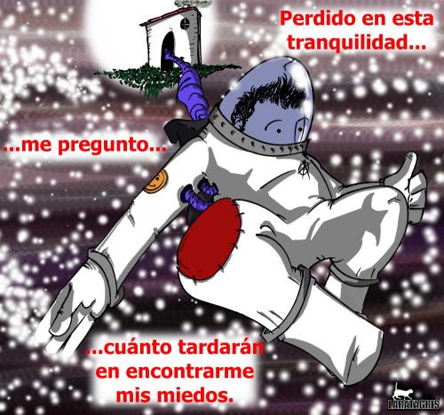 Cartoon: Perdido En Un Mar De Miedos (medium) by LaRataGris tagged vacaciones,soledad,miedos