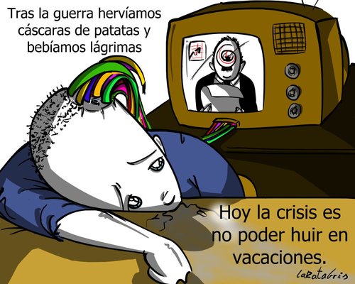 Cartoon: todo esta bien (medium) by LaRataGris tagged crisis,television