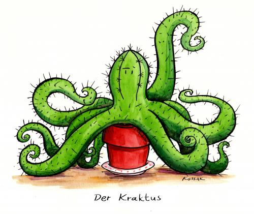 Cartoon: Der Kraktus (medium) by Kossak tagged krake,octopus,tintenfisch,kaktus,cactus,blumentopf,flowerpot,natur,pflanze,kakteen,kaktus,pflanzen,topf,mutation,monster,ungeheuer,blumentopf,krake,meerestier,meer,tiere,tier