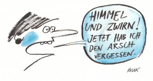 Cartoon: Himmel und Zwirn (medium) by Kossak tagged fluchen,schimpfen,curse,blau,blue,words,wörter,redewendung
